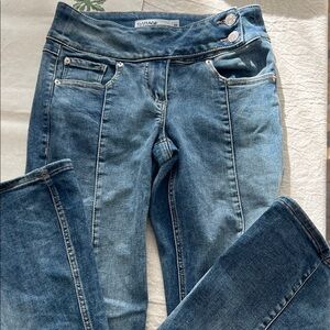 Garage Women's Blue Denim Jeggings with Button Accents